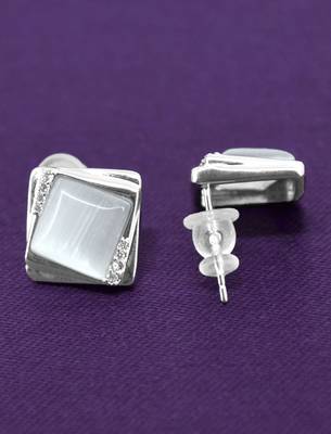 lovely round shape cz brass silver plated stud earring for women and girls 4