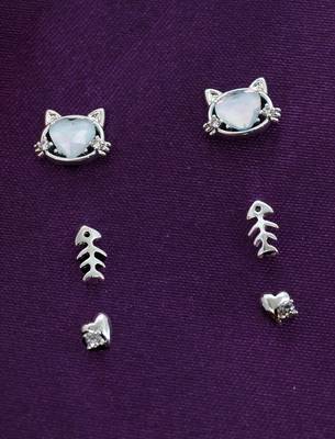 modish heart shape cz brass silver plated set of 3 combo stud earring for women and girls 1
