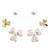 pleasant flower shape pearl brass silver plated set of 3 combo stud earring for women and girls