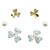 flower shape pearl brass silver and gold plated set of 3 combo stud earring for women and girls