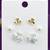 flower shape pearl brass silver and gold plated set of 3 combo stud earring for women and girls