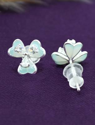 flower shape pearl brass silver and gold plated set of 3 combo stud earring for women and girls 4