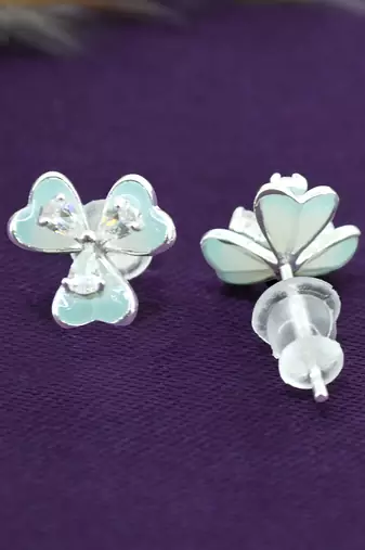 flower shape pearl brass silver and gold plated set of 3 combo stud earring for women and girls