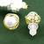 pretty round shape cz brass gold plated set of 3 combo stud earring for women and girls