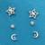 star and half moon shape cz brass silver plated set of 3 combo stud earring for women and girls