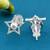 star and half moon shape cz brass silver plated set of 3 combo stud earring for women and girls