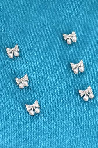 splendid butterfly shape pearl brass silver plated set of 3 combo stud earring for women and girls
