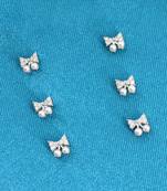 splendid butterfly shape pearl brass silver plated set of 3 combo stud earring for women and girls