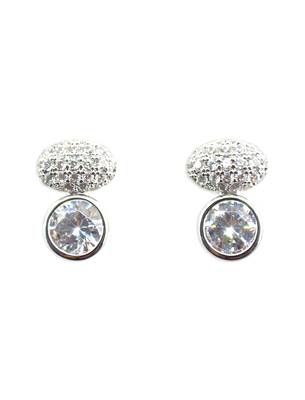 classy round shape kundan stone brass silver plated stud earring for women and girls 2
