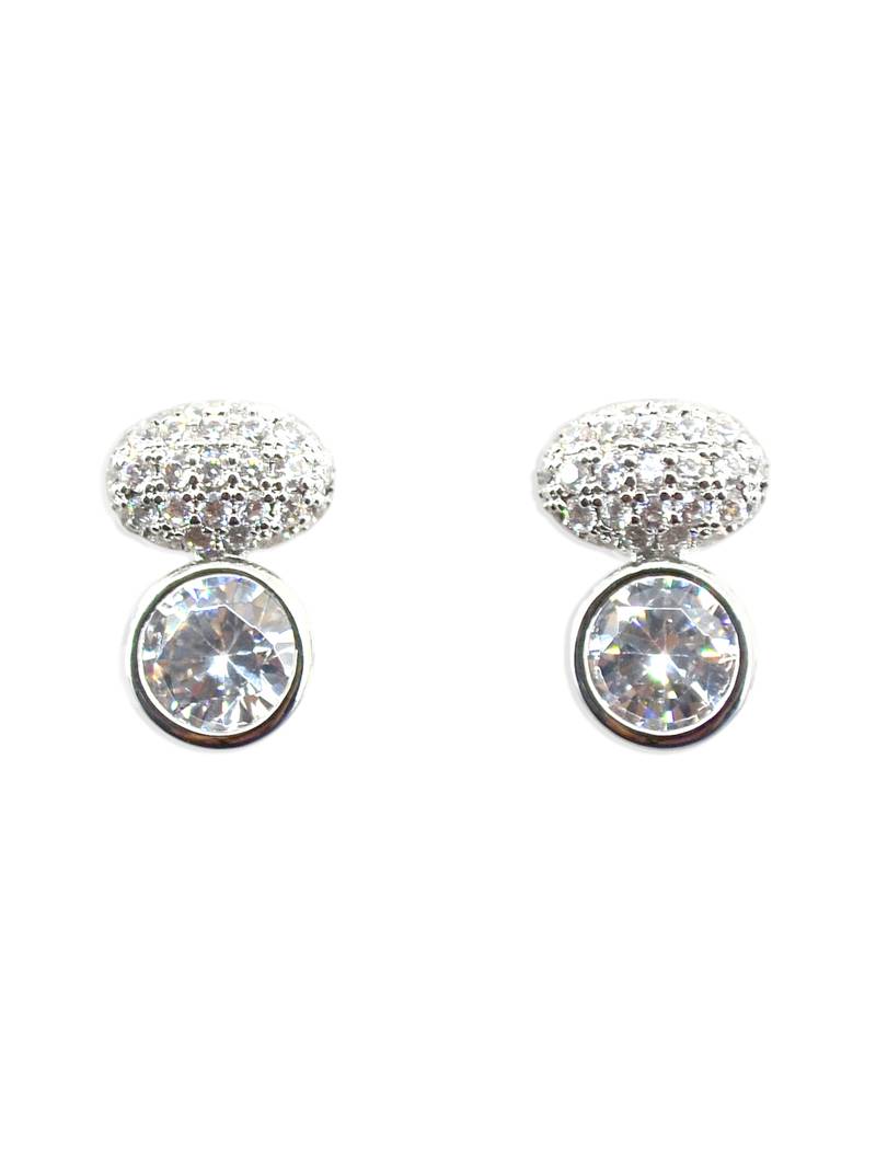 classy round shape kundan stone brass silver plated stud earring for women and girls