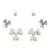 creative flower design brass silver plated set of 3 combo stud earring for women and girls