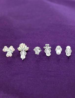 creative flower design brass silver plated set of 3 combo stud earring for women and girls 4