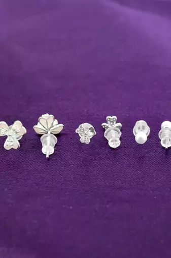 creative flower design brass silver plated set of 3 combo stud earring for women and girls