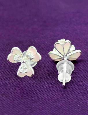 creative flower design brass silver plated set of 3 combo stud earring for women and girls 5