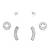 fancy smiling face shape cz brass silver plated set of 3 combo stud earring for women and girls