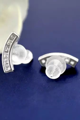 fancy smiling face shape cz brass silver plated set of 3 combo stud earring for women and girls