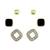 exotic square shape brass gold plated set of 3 combo stud earring for women and girls