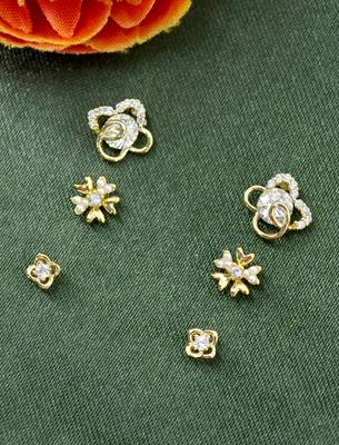 pretty flower design cz brass gold plated set of 3 combo stud earring for women and girls 1