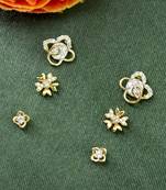 pretty flower design cz brass gold plated set of 3 combo stud earring for women and girls
