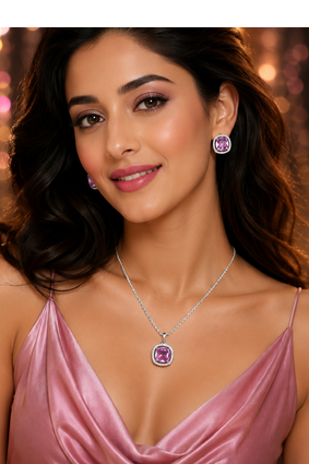 Rhodium Finish Elite Grace Necklace Set 1