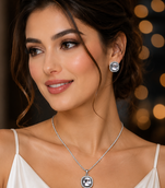 Rhodium finish crown radiance necklace set