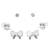 butterfly and heart shape cz brass silver plated set of 3 combo stud earring for women and girls