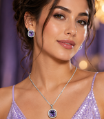 Rhodium finish radiance crest necklace set