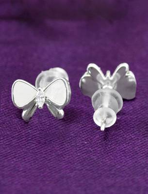 butterfly and heart shape cz brass silver plated set of 3 combo stud earring for women and girls 4