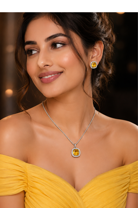 Rhodium finish noble spark necklace set 1