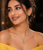Rhodium finish noble spark necklace set