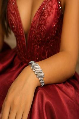 diamond accent sterling silver geometric bracelet â€“ statement bangle jewellery 1