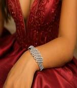 diamond accent sterling silver geometric bracelet â€“ statement bangle jewellery