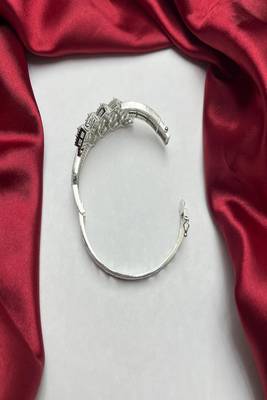 diamond accent sterling silver geometric bracelet â€“ statement bangle jewellery 2