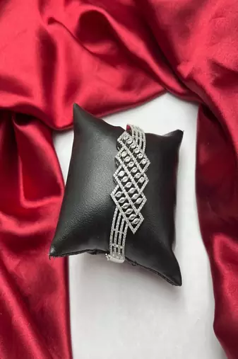 diamond accent sterling silver geometric bracelet â€“ statement bangle jewellery