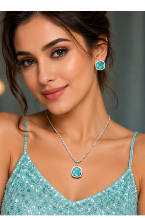 Rhodium finish prism glow necklace set 1