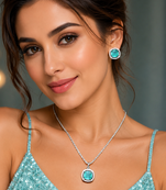 Rhodium finish prism glow necklace set