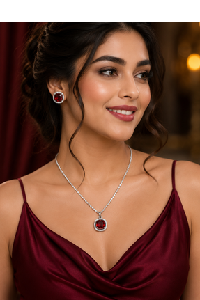 Rhodium finish luxe radiance necklace set 1