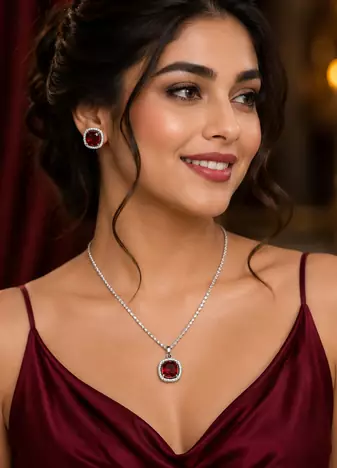 Rhodium finish luxe radiance necklace set