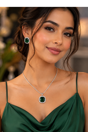Rhodium finish timeless spark necklace set 1
