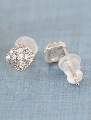 trendy round shape cz brass silver plated set of 3 combo stud earring for women and girls 4