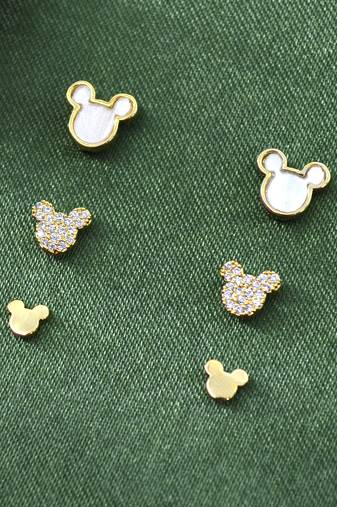 lovely butterfly design brass gold plated set of 3 combo stud earring for women and girls