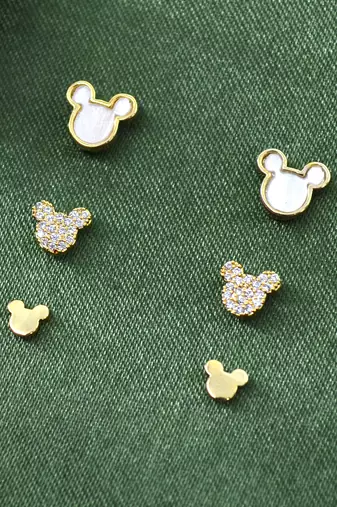 lovely butterfly design brass gold plated set of 3 combo stud earring for women and girls