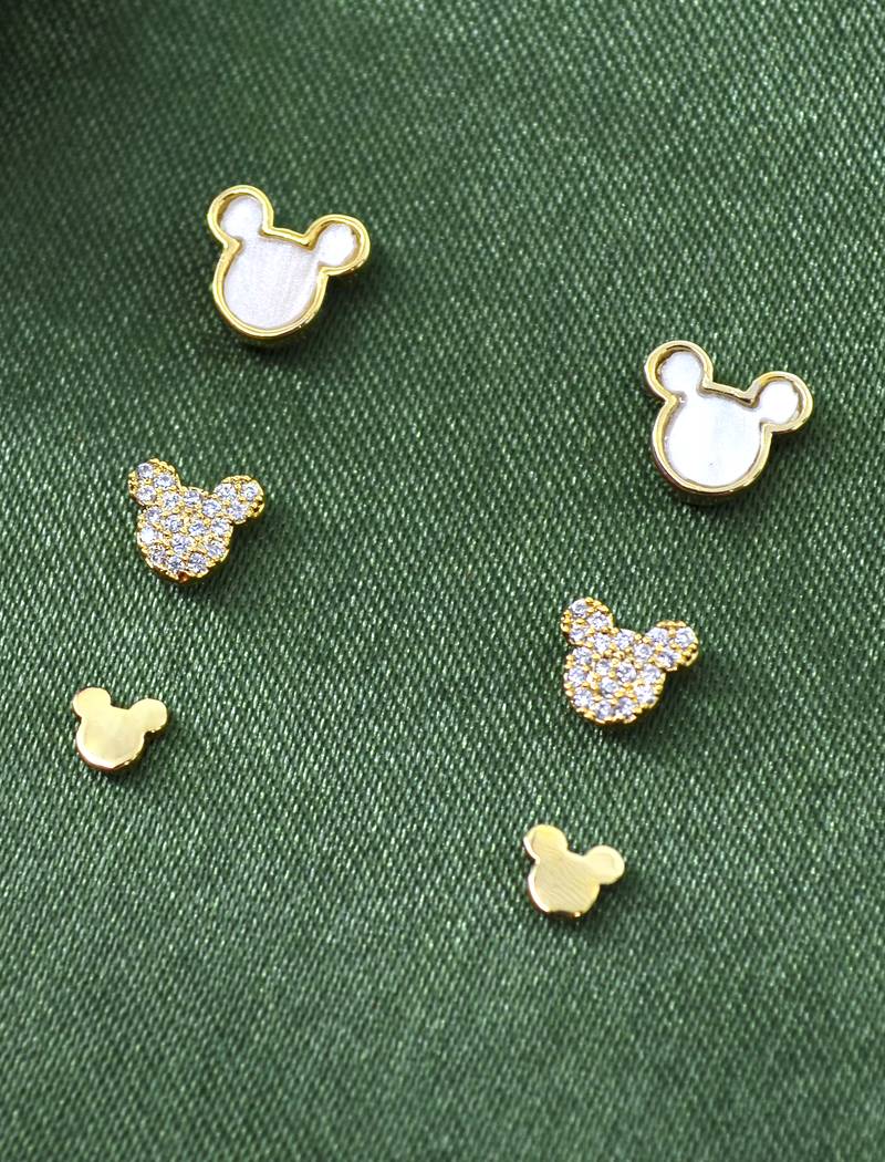 lovely butterfly design brass gold plated set of 3 combo stud earring for women and girls