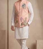 Men embroidered designer kurta trouser and waistcoat set