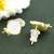 stylish heart and bow design cz brass gold plated set of 3 combo stud earring for women and girls