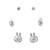 pretty carrot and rabit shape cz brass silver plated set of 3 combo stud earring for women and girls