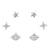 classy star design brass silver plated set of 3 combo stud earring for women and girls
