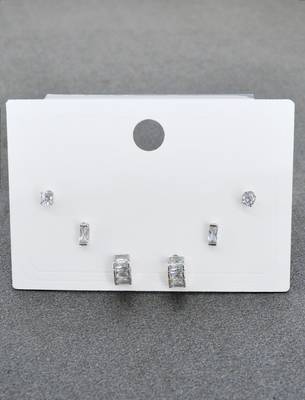 fine curve shape brass silver plated set of 3 combo stud earring for women and girls 3