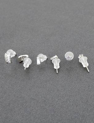 fine curve shape brass silver plated set of 3 combo stud earring for women and girls 4