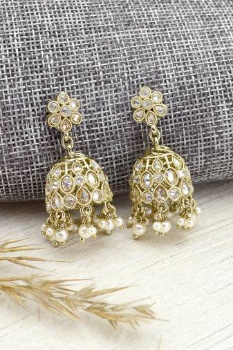 splendid circle and round shape kundan antique gold plated jhumki earring for women and girls